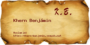 Khern Benjámin névjegykártya